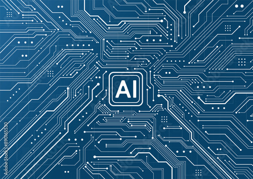 Artificial intelligence chipset on circuit board in futuristic concept technology artwork for web, banner, card, cover. Vector illustration