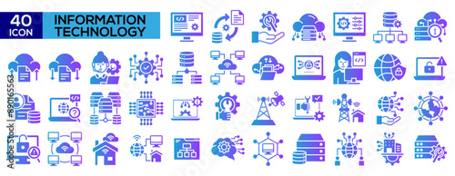 Information Technology Glyph Gradient Icon Collection