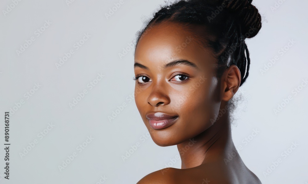 Beautiful young woman with braided hair looking at the camera. Beautiful young woman with braided hair looking at the camera.