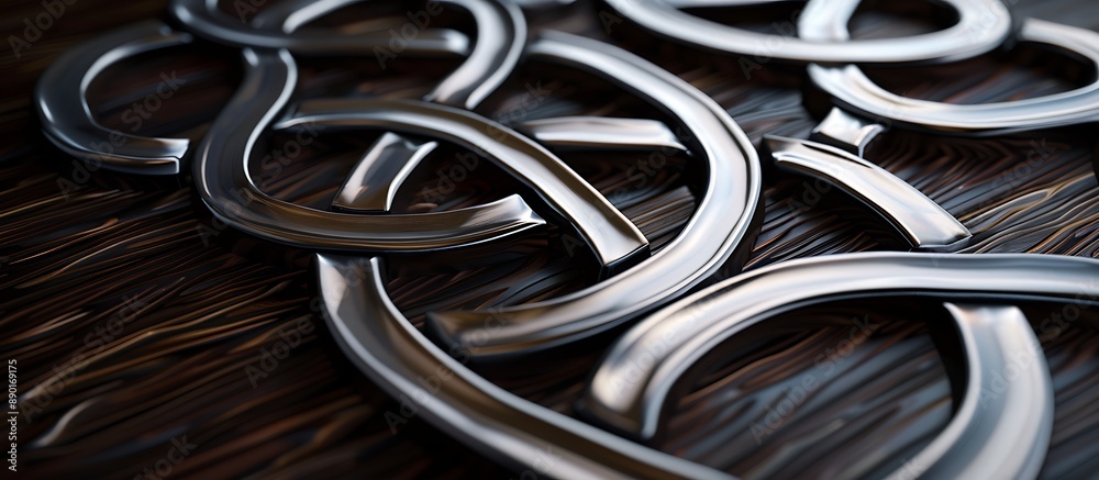 Intricate 3D Celtic knot patterns on dark wood, showcasing the elegance of traditional designs. Intricate 3D Celtic knot patterns on dark wood, showcasing the elegance of traditional designs.