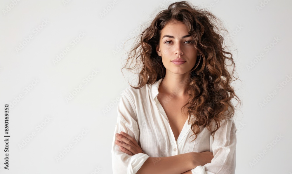 Portrait of a Beautiful Young Woman with Curly Hair. Portrait of a Beautiful Young Woman with Curly Hair.