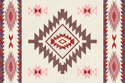 Navajo tribal vector seamless pattern. Native American ornament. Ethnic South Western decor style. Boho geometric ornament. Vector seamless pattern. Mexican blanket, rug. Woven carpet illustration