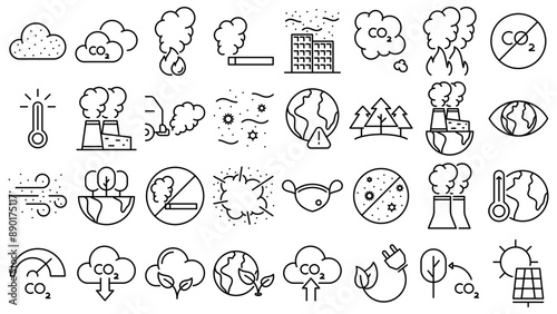 carbon dioxide line icon vector design collection with editable stroke