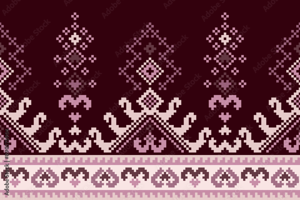 Cross Stitch pattern with Floral Designs. Traditional cross stitch needlework. Geometric Ethnic pattern, Embroidery, Textile ornamentation, fabric, Hand stitched pattern, Cultural stitching pixel art. Cross Stitch pattern with Floral Designs. Traditional cross stitch needlework. Geometric Ethnic pattern, Embroidery, Textile ornamentation, fabric, Hand stitched pattern, Cultural stitching pixel art.