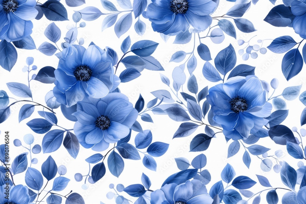 Watercolor Seamless pattern with blue and white Watercolor Seamless pattern with blue and white