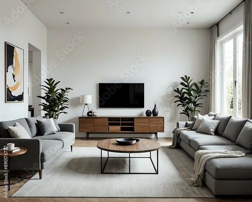 professional photography of a living room with a very minimalist style