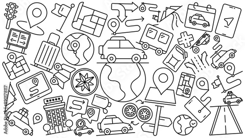 road travel icon doodle vector design collection with editable stroke