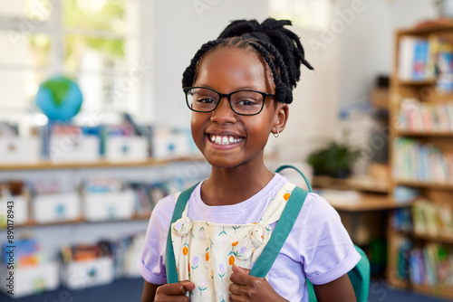Cute african american girl wearing eyeglasses at elemetary school