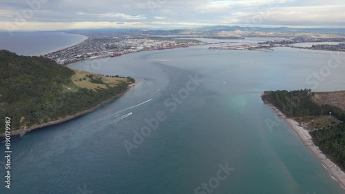 The Mount And Matakana Island In The Bay Of Plenty, North Island, New Zealand. Aerial Shot photo