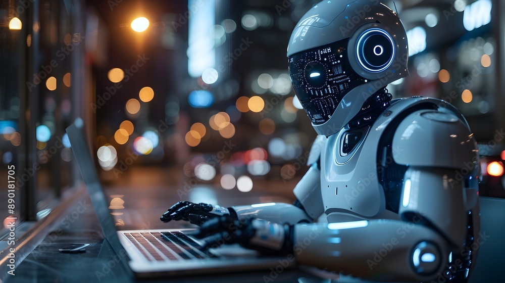 Fototapeta premium AI Driven Chatbot Assisting Customers with Intelligent and Efficient Interactions