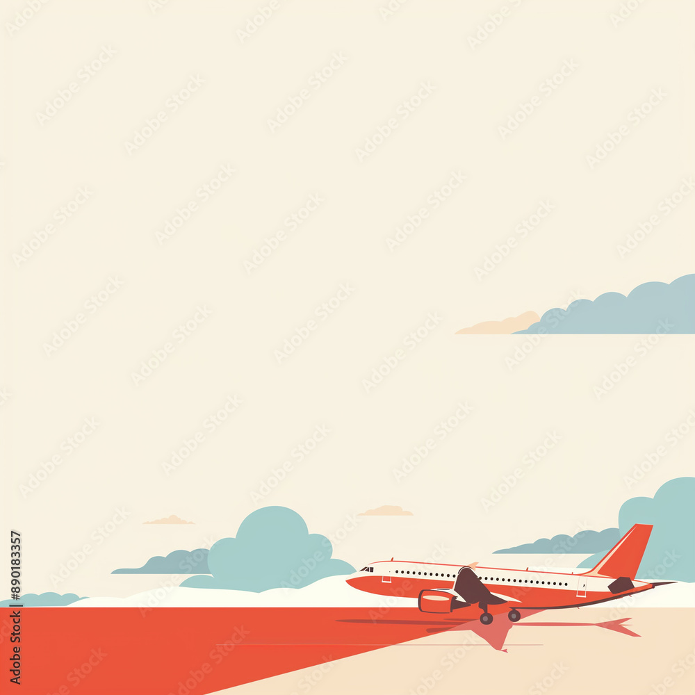 minimalist background for a business presentation with airplane theme with red colors minimalist background for a business presentation with airplane theme with red colors