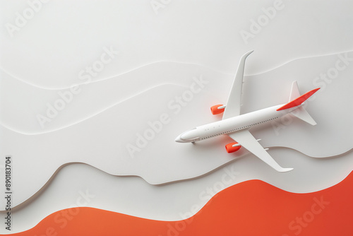 minimalist background for a business presentation with airplane theme with red colors