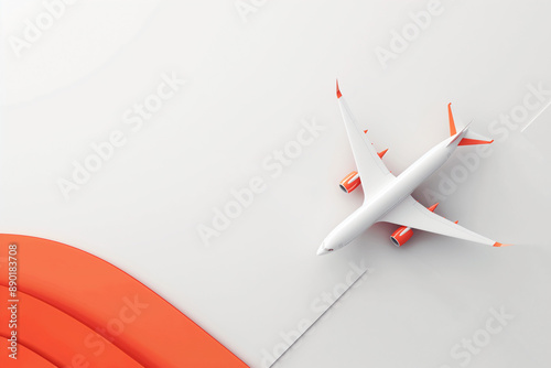 minimalist background for a business presentation with airplane theme with red colors