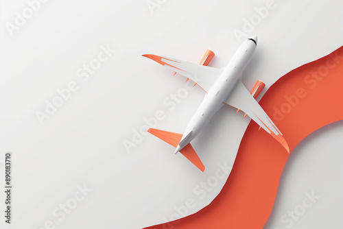 minimalist background for a business presentation with airplane theme with red colors