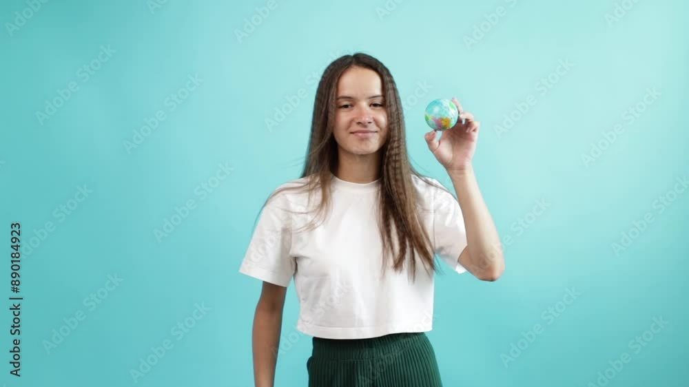 girl holding a planet globe in her hand, environment, ecology, travel girl holding a planet globe in her hand, environment, ecology, travel