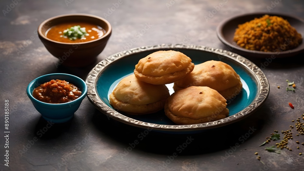 Fresh Kachori Pastries with Spicy Filling Fresh Kachori Pastries with Spicy Filling