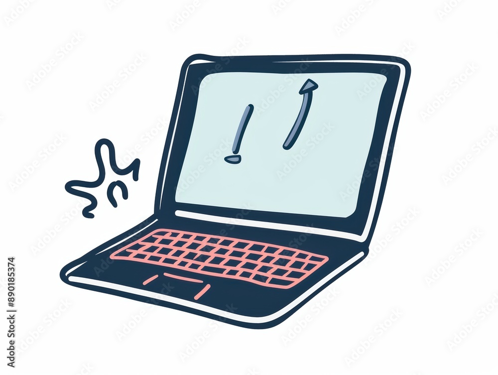 A simple illustration of a laptop, with only one in the center, is a symbol of art. Dynamic on a clean white background. A simple illustration of a laptop, with only one in the center, is a symbol of art. Dynamic on a clean white background.