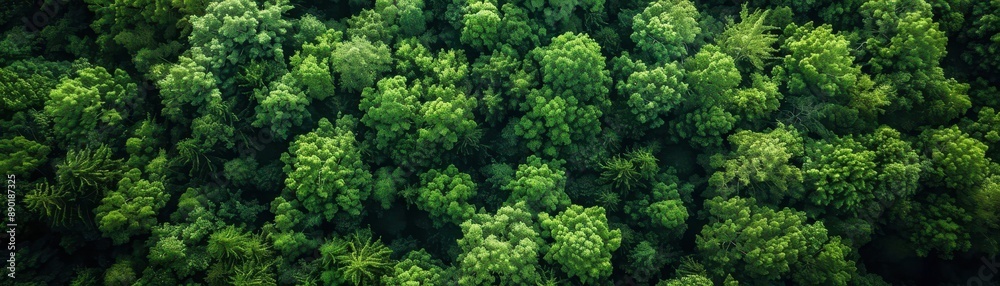 Sustainable forestry practices aerial view