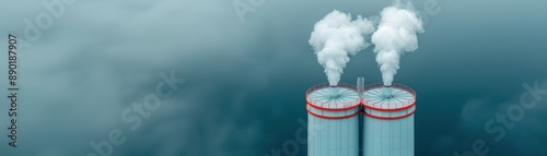 Aerial view of geothermal power plant in operation