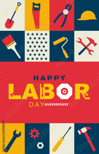 Labor Day Illustration with flat style