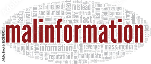 Malinformation word cloud conceptual design isolated on white background.