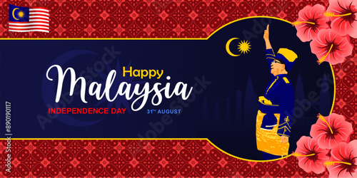 Malay Flower.epsHappy 31st August Malaysia Independence Day, Malaysia independence day background vector illustration for National celebration banner template