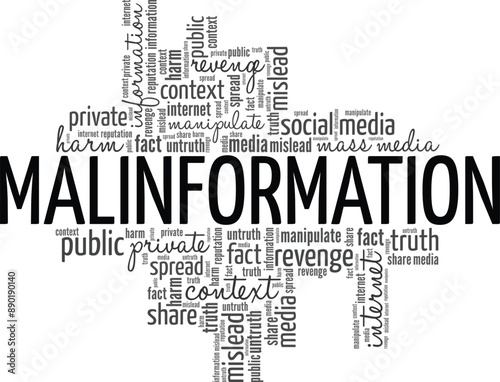 Malinformation word cloud conceptual design isolated on white background.
