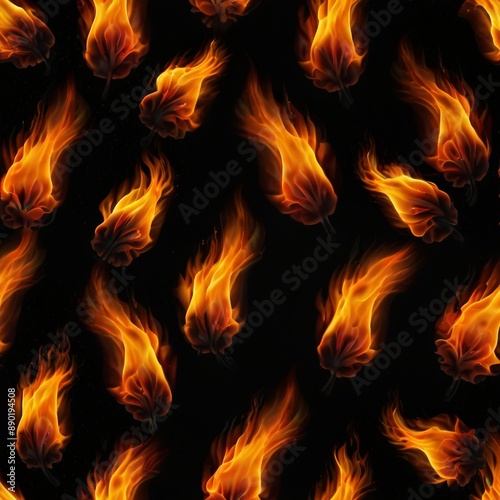 Fire flames on black background 