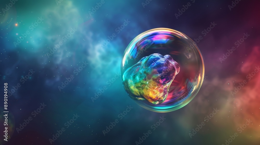 A colorful bubble floating in space A colorful bubble floating in space