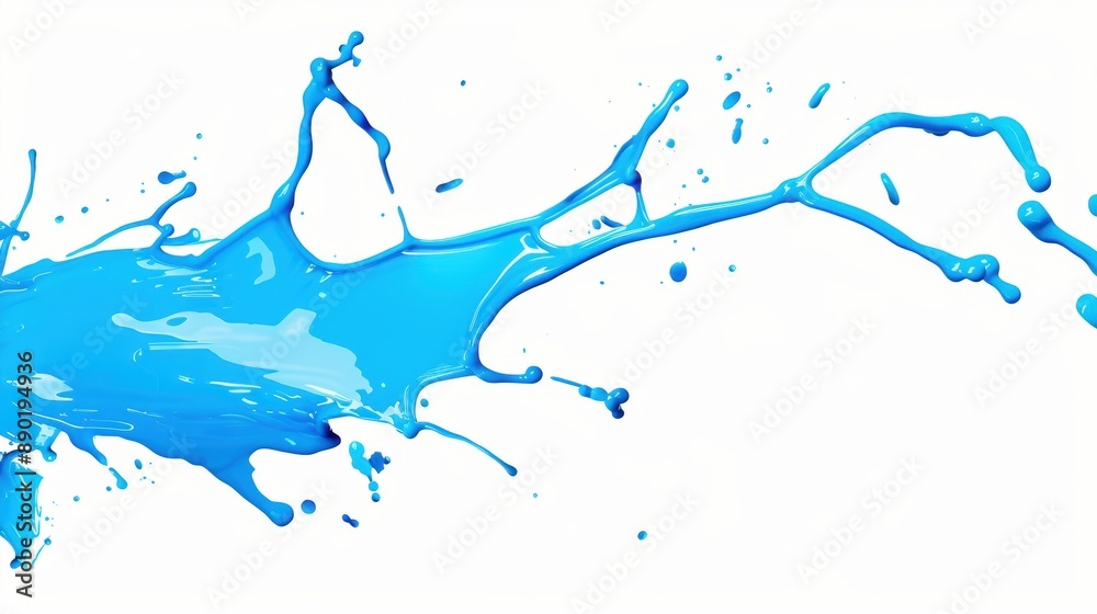 Obraz premium A simple illustration of a splash of Blue, a symbol of artistry. Dynamic on a clean white background.