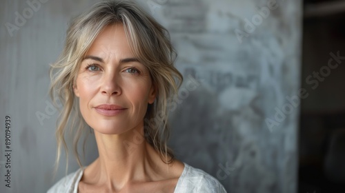 Beauty portrait of a mature older woman / confident, pretty, close-up photo