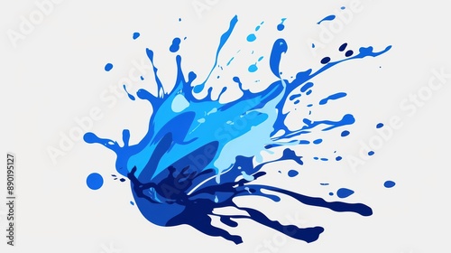 A simple illustration of a splash of Blue, a symbol of artistry. Dynamic on a clean white background.