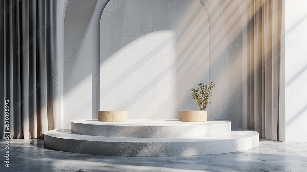 Abstract scene beautiful  podium background,Abstract scene with round podium,Minimalist background with podium for product presentation

