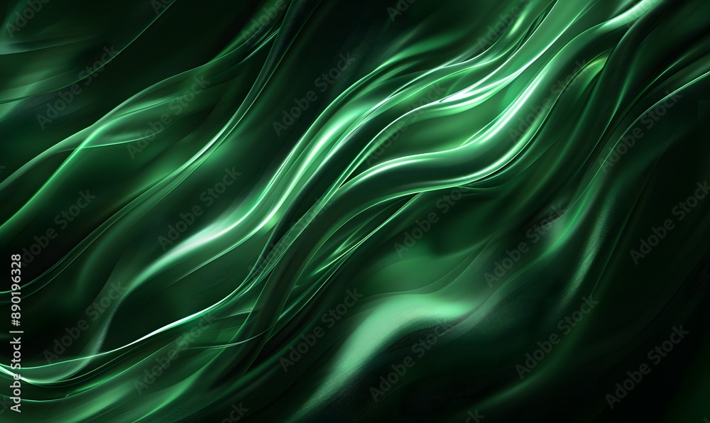 Obraz premium Abstract background dark green waves, Generative AI