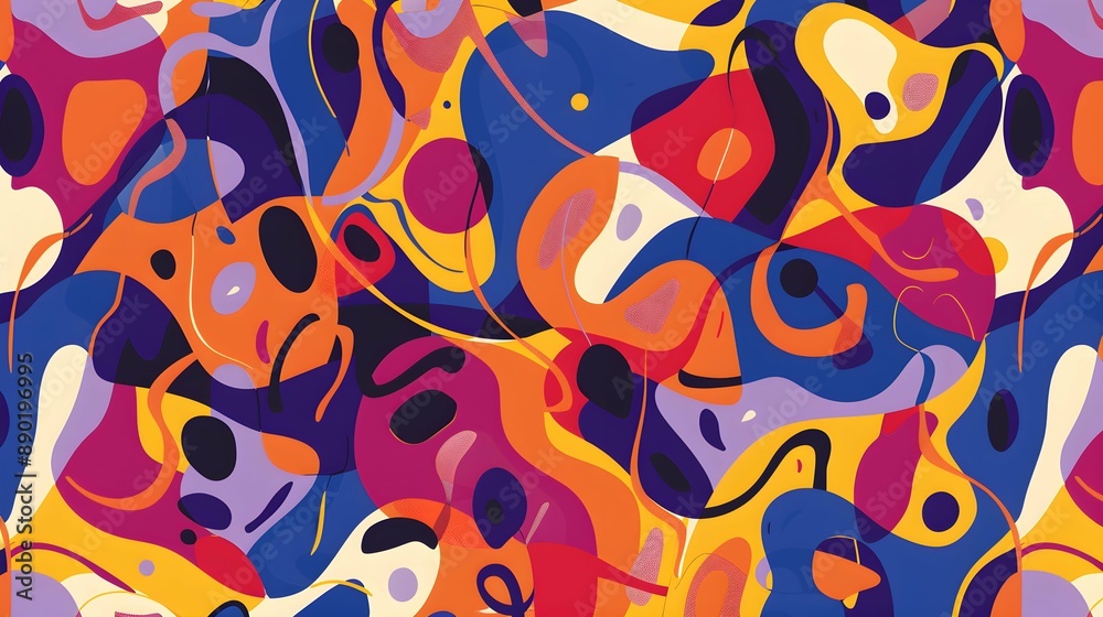 Fototapeta premium Abstract Colorful Background with diffent shapes, Minimalism Seamless tile. Endless and repeat print.
