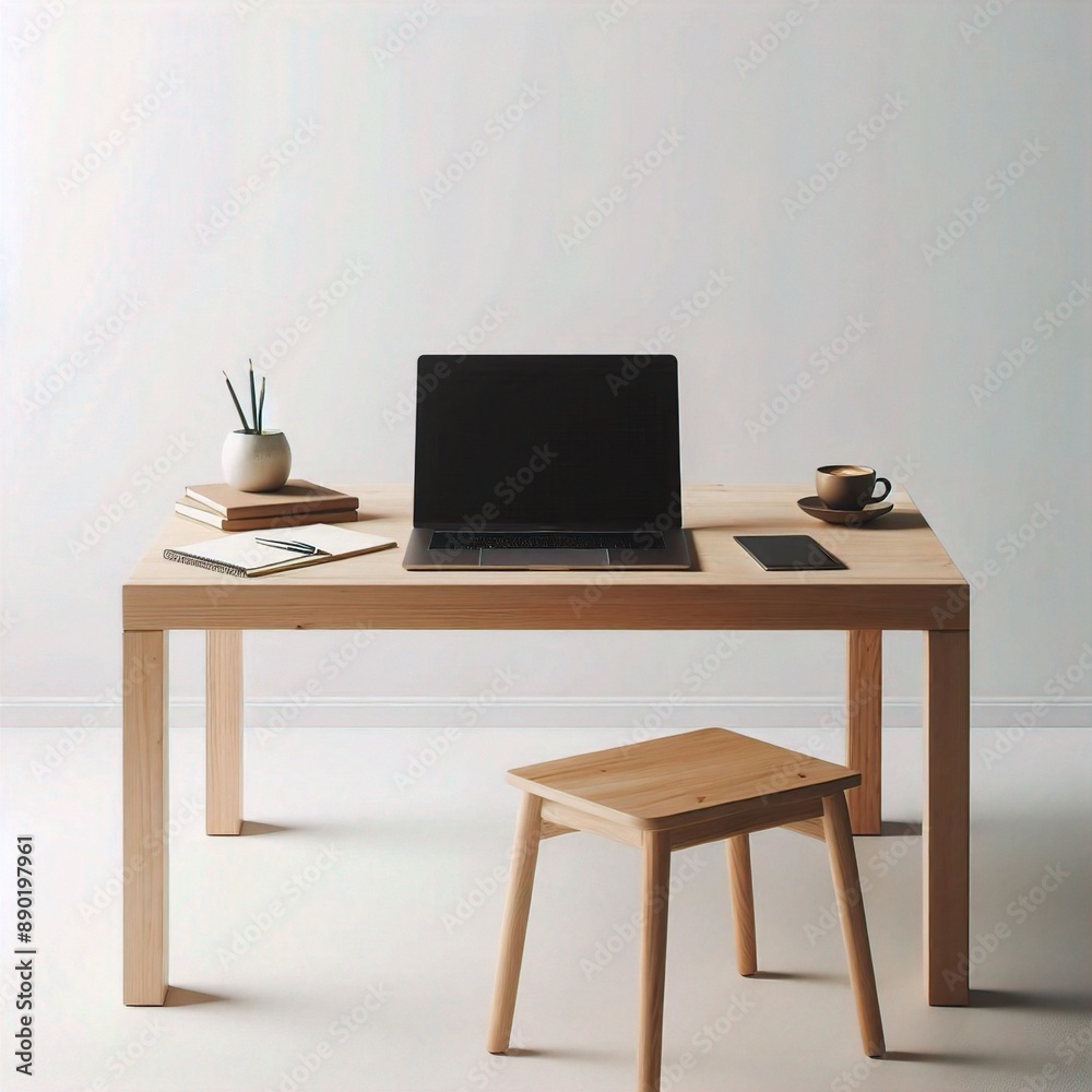 Fototapeta premium office desk with computer isolate on the white background