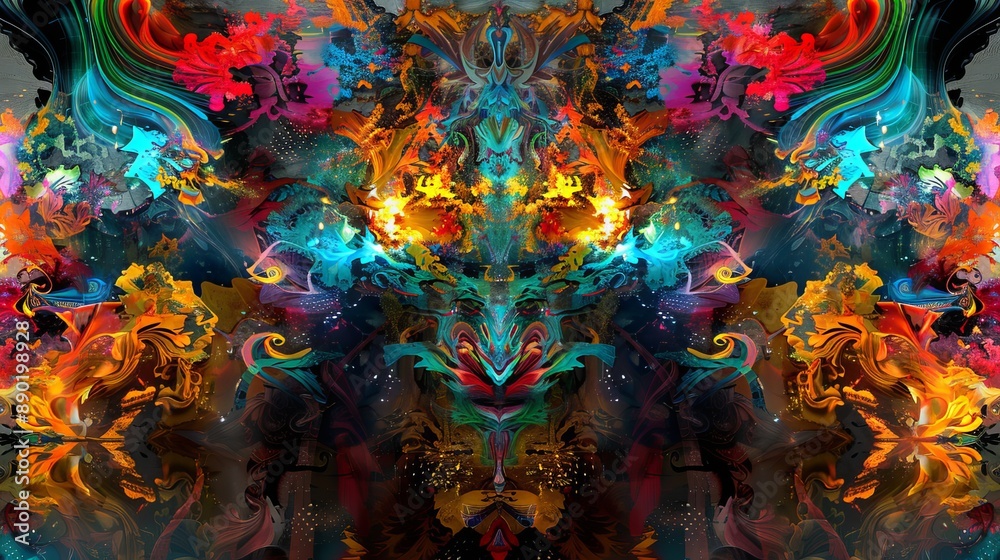 Obraz premium Abstract Colorful Painting With Symmetrical Design