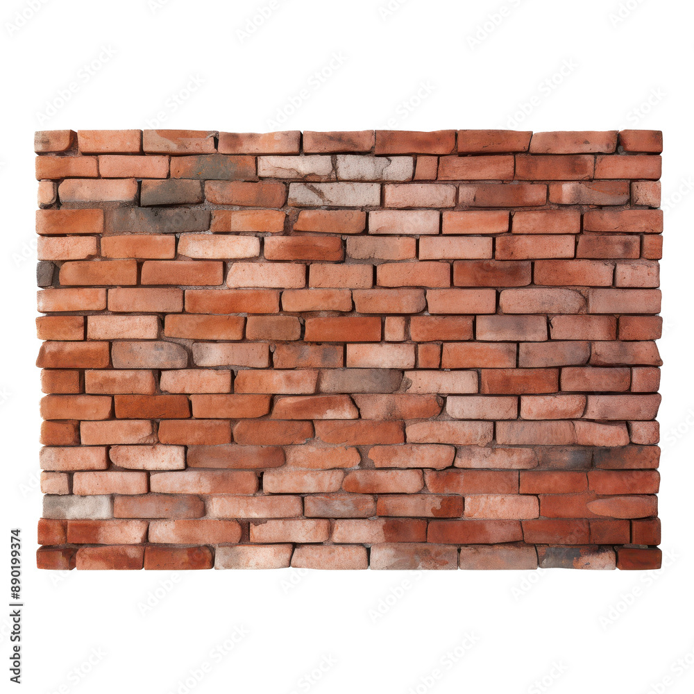Fototapeta premium Red brick wall isolated on the transparent background