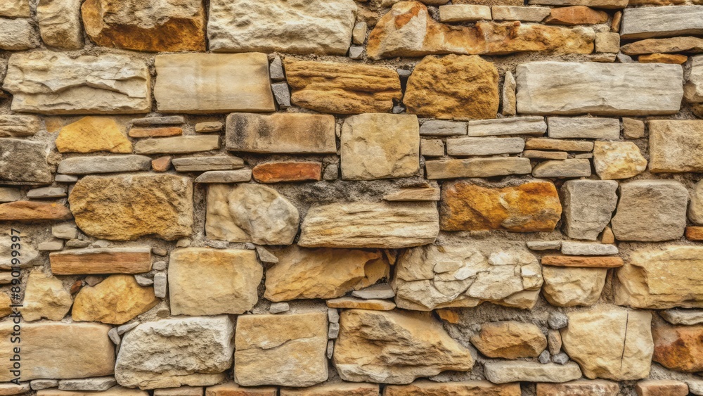 Natural rough ancient stone wall texture with worn weathered cracks and fissures in warm beige and grey tones. Natural rough ancient stone wall texture with worn weathered cracks and fissures in warm beige and grey tones.