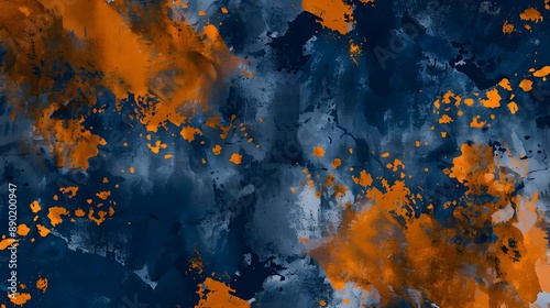 abstract watercolor background splash of navy blue orange design,
