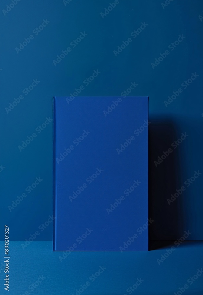 Background with space. A blue book on a blue background. Simple and bold. Background with space. A blue book on a blue background. Simple and bold.