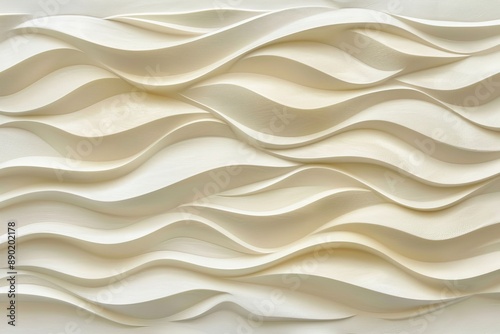 Beige Abstract Wavy Background, Texture With Curved Ripples, Elegant Flowing Pattern Of Smooth Lines