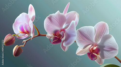 Elegant Pink Orchid Flowers Close-Up on Gradient Background