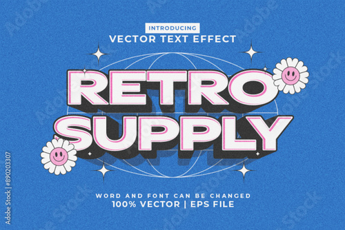 Editable text effect Retro 3d style premium vector