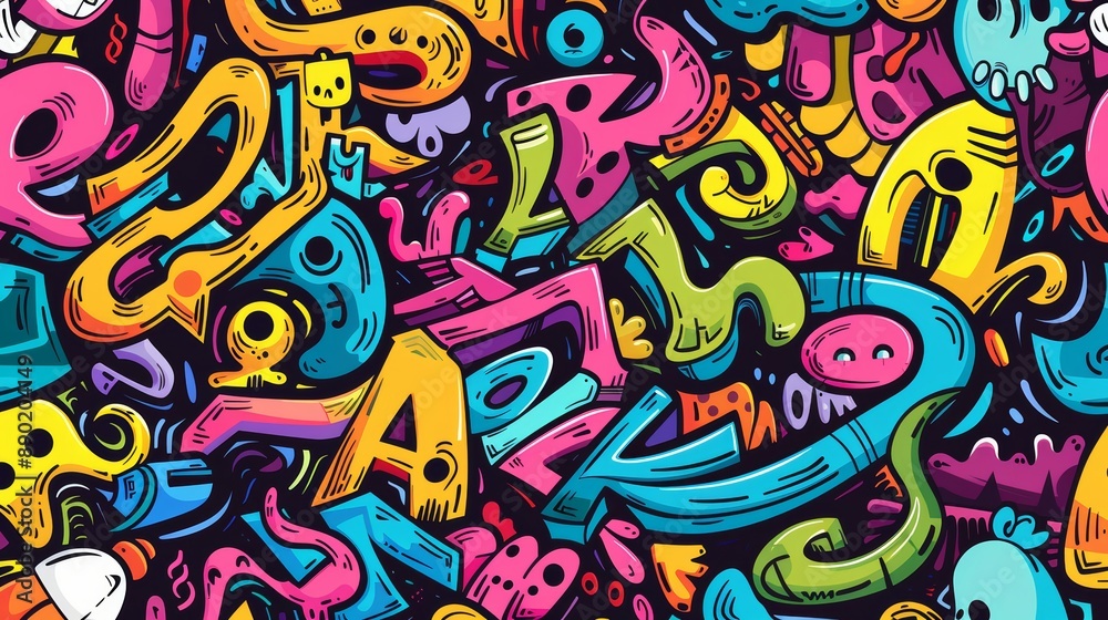 Colorful graffiti wall. Abstract, grunge, wallpaper background texture. Urban modern art and creativity concept. Creative painting / drawing. Colorful graffiti wall. Abstract, grunge, wallpaper background texture. Urban modern art and creativity concept. Creative painting / drawing.