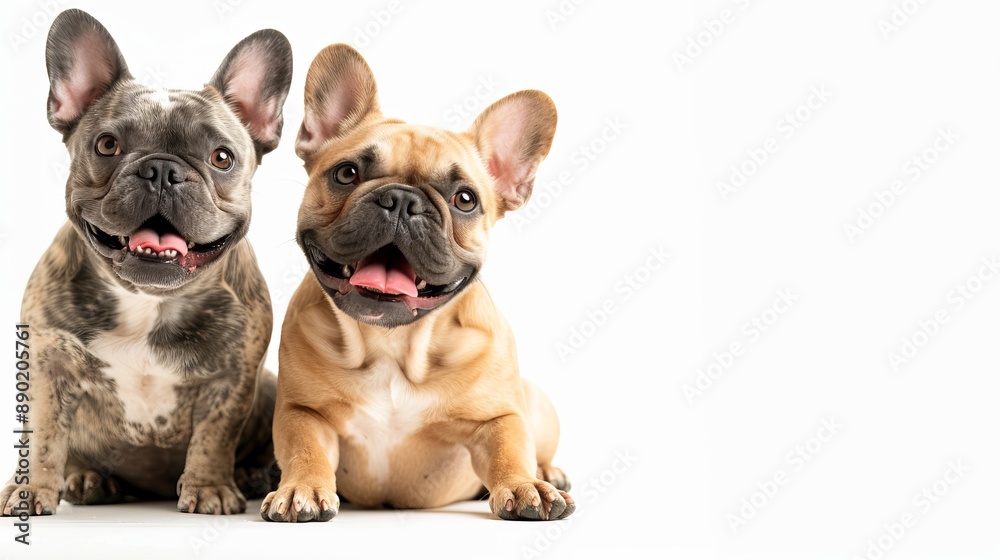 Two French Bulldogs Sitting Together Two French Bulldogs Sitting Together