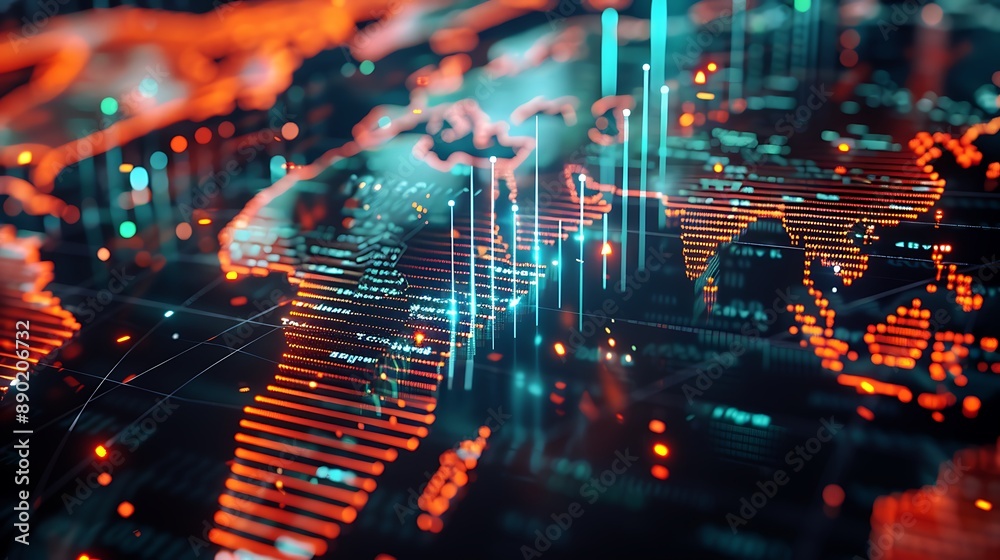 Digital World Map with Data Visualization Digital World Map with Data Visualization