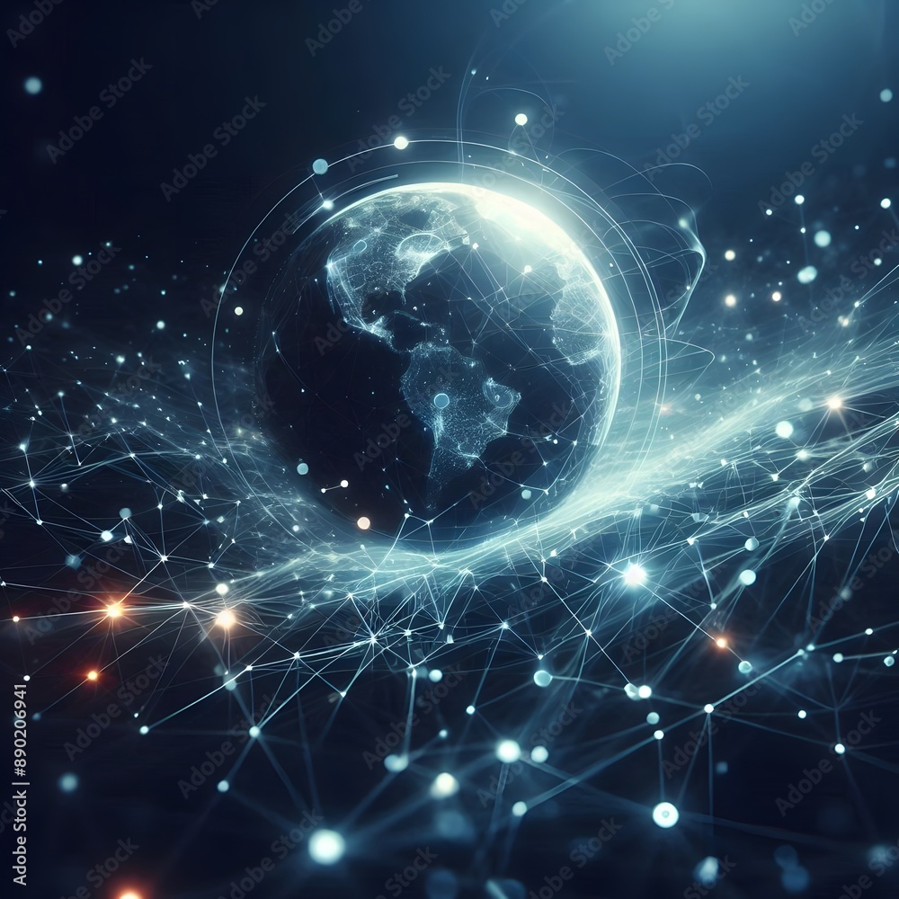 Glowing Earth in Space with Stars and Digital Effects Glowing Earth in Space with Stars and Digital Effects
