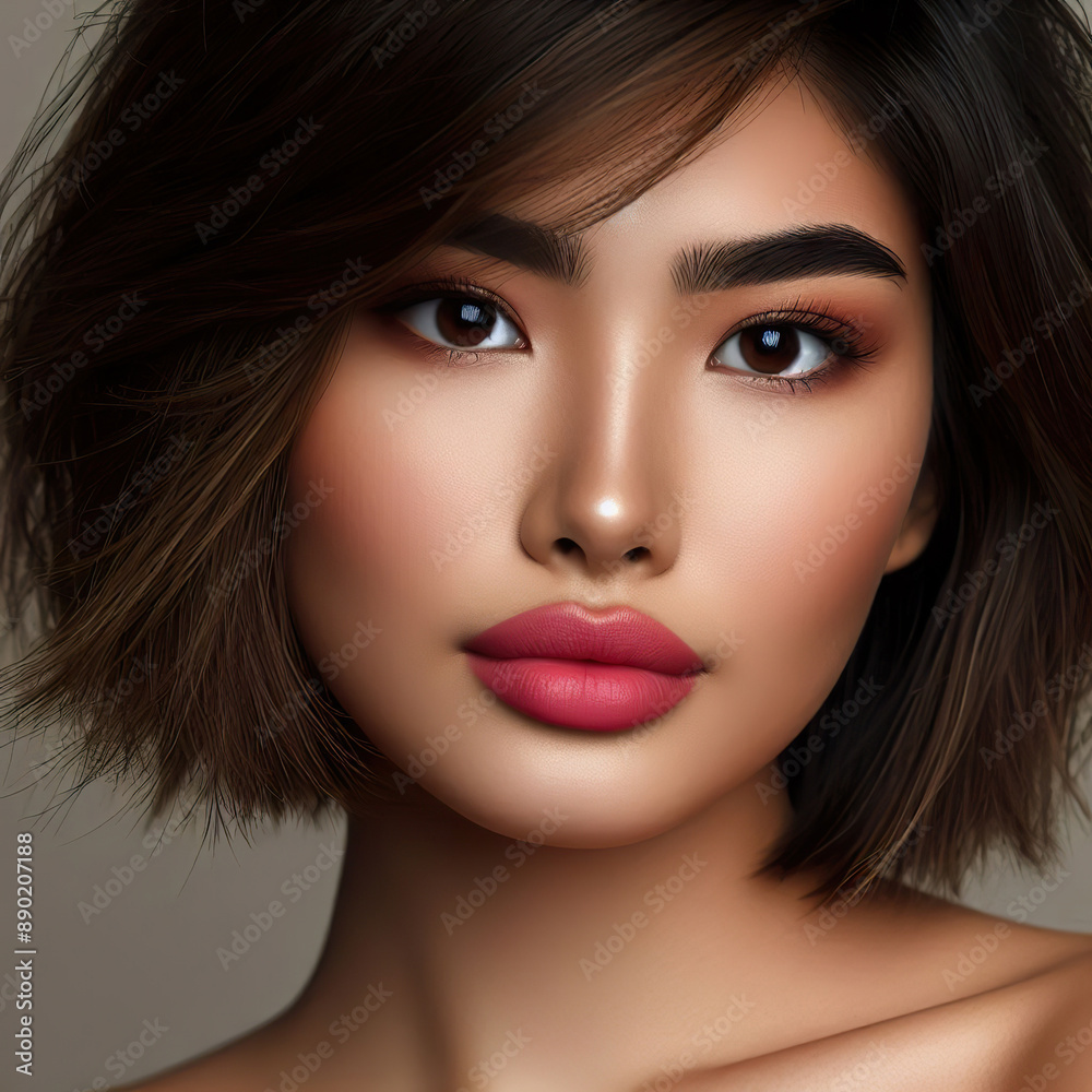 Portrait of a beautiful Asia girl with short hair Portrait of a beautiful Asia girl with short hair