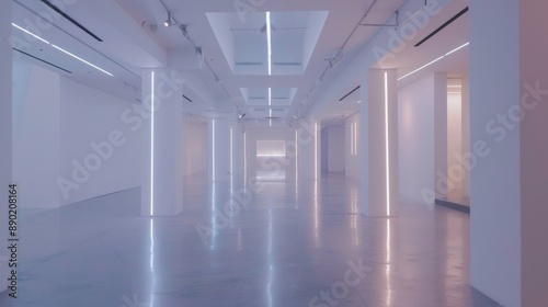 A large, empty room with white walls and a white ceiling